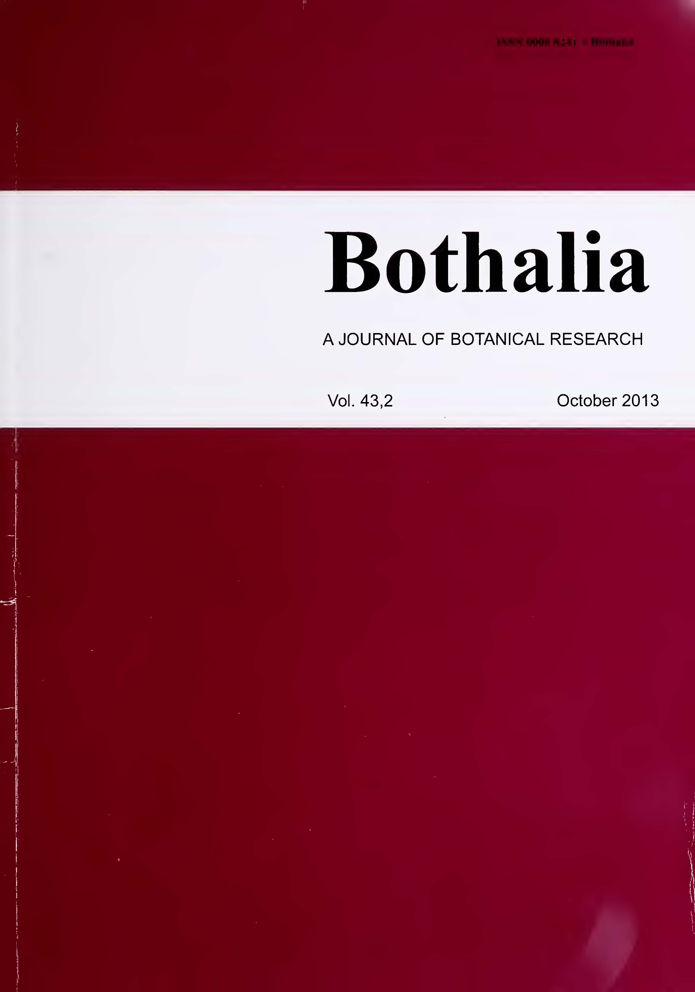 					View Vol. 43 No. 2 (2013): Bothalia
				